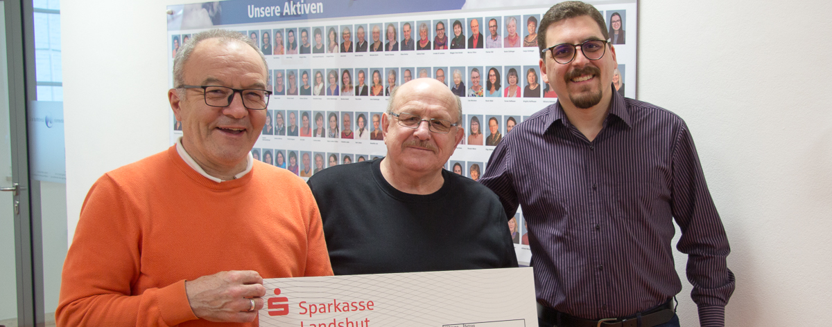 Spendenübergabe 2026 an den Hospizverein Landshut e.V. Kunibert Herzing, Albert Späth, Pastor Gabriel Stein